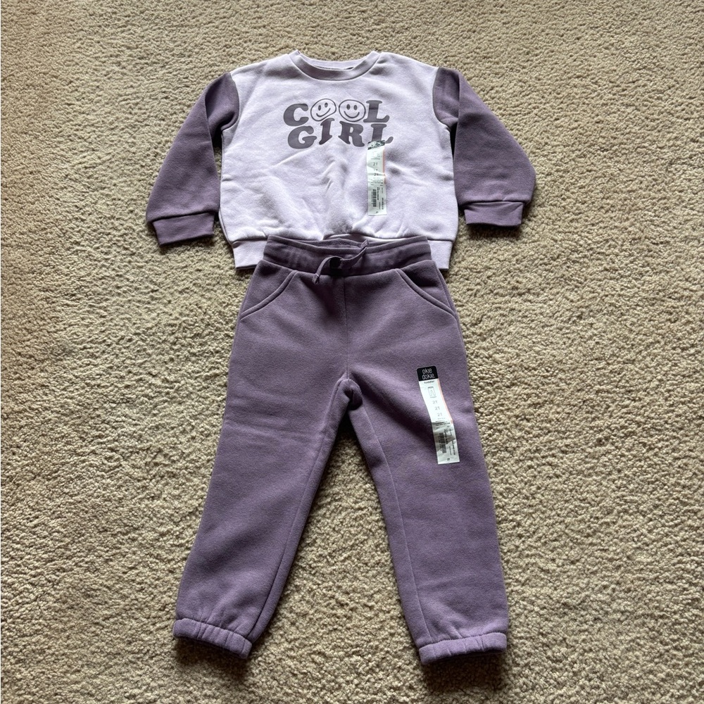 Okie Dokie Purple Kids Sweatshirt and Joggers Set
